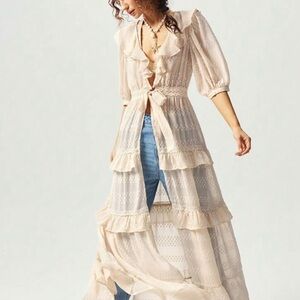 SHEIN Cream Layered Maxi Dress